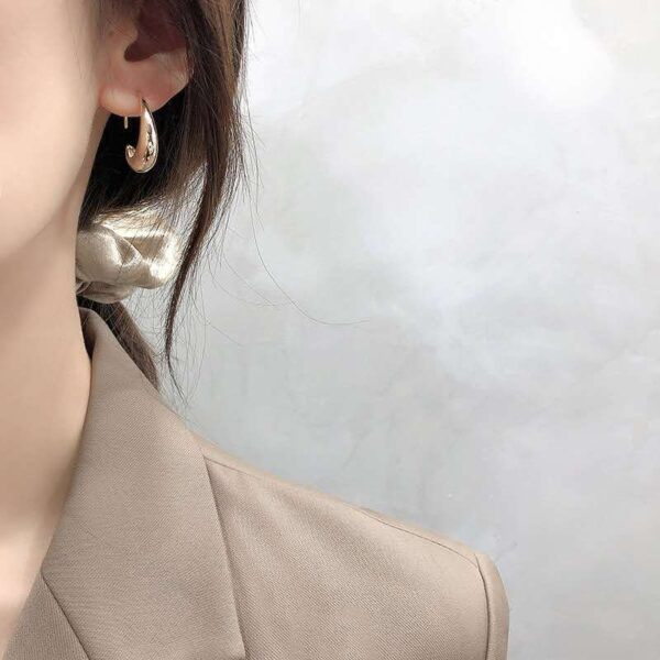 Wholesale Personalized Simple Glow Surface Cool Ear Ring South Korea Elegant Internet Popular Fashion Light Luxury Design Sense Small Earrings for Women