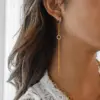 Wholesale Women's Classic Style 18K Gold Plated 304 Stainless Steel Vacuum Electroplated Geometric Color-Block Waterproof Non-Fading Asymmetric Chain Tassel Earrings Set