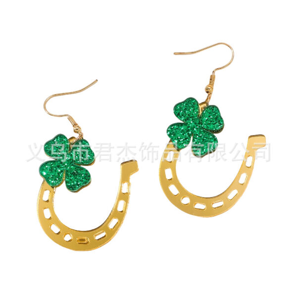 oly-8ebf75af3714e670e57ea2e5a3344416 Wholesale St. Patrick's Day Earrings Carnival Personalized Green Acrylic Glitter Clover