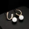 Wholesale C Shape Stud Earrings For Women With Copper Bezel Setting And Zircon Inlay, Featuring 925 Sterling Silver Ear Pins