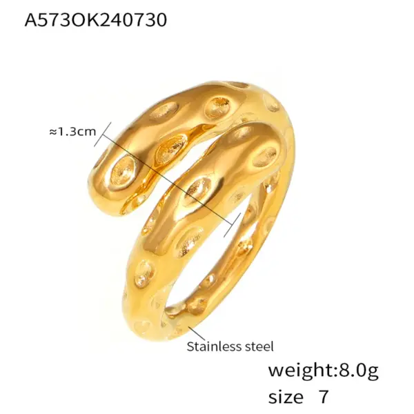 Wholesale PVD Coated Real Gold Plated 18K Gold Geometric 304 Stainless Steel Casual Elegant Modern Style Waterproof Non Tarnish Rings