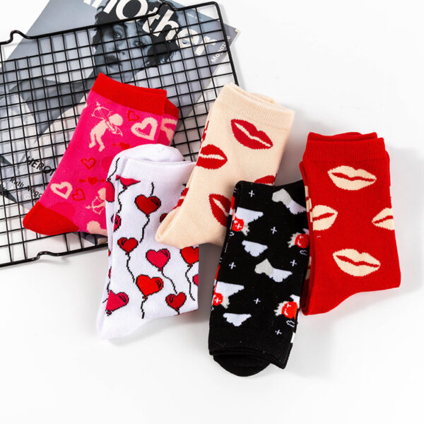 oly-8ee1992d64a48164753ae2a9f1a177b2 Wholesale Spring and Autumn Valentine's Day series mid-calf women's socks knitted jacquard cotton socks women's socks love