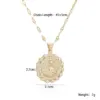 Wholesale Light Luxury Retro Maria Round Pendant Necklace For Women INS Design Sense Niche Exquisite Collarbone Chain Water Plated 18K Real Gold Zircon
