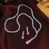Wholesale Round Waterproof Non Tarnish Jewelry Set For Women In Copper With Rhodium Plated Water Plating And Zircon Inlay Featuring Tennis Chain