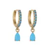 Wholesale Round Copper Earrings For Women With 14K Real Gold Plated Electroplated Finish, 925 Sterling Silver Posts, And Zircon Inlay