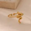 Wholesale PVD Coated Real Gold Plated Snake 304 Stainless Steel Hip-Hop Exaggerated Waterproof Non Tarnish Open Rings