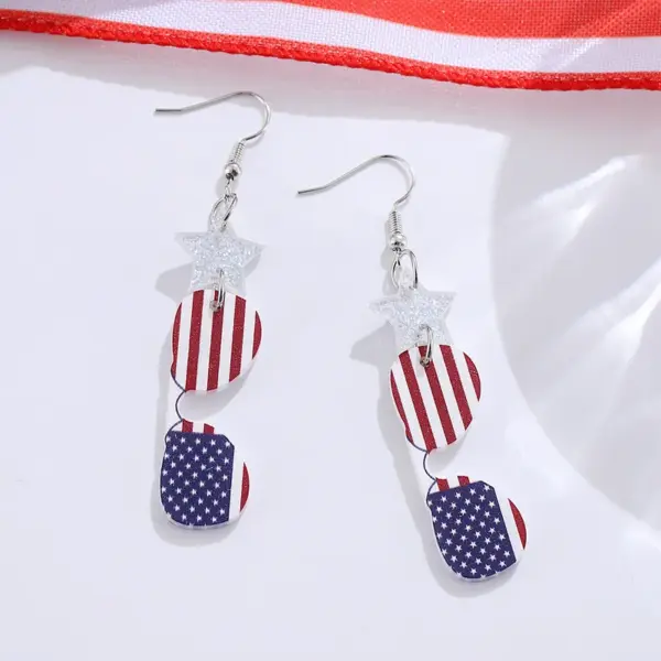 Wholesale Retro White Acrylic Star Drop Earrings For Women With 304 Stainless Steel Ear Pins Featuring Print Design