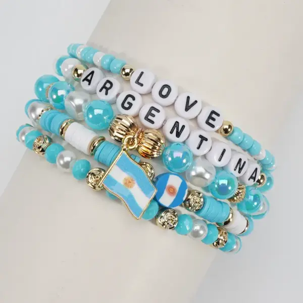 oly-8f0b4dc4a48f890a64decc70967f823e Wholesale Unisex National Flag Beaded Glass Bracelets In Bohemian Style
