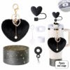 Wholesale Accessories Straw Plug Valentine Plush Heart Keychain  Cup Set