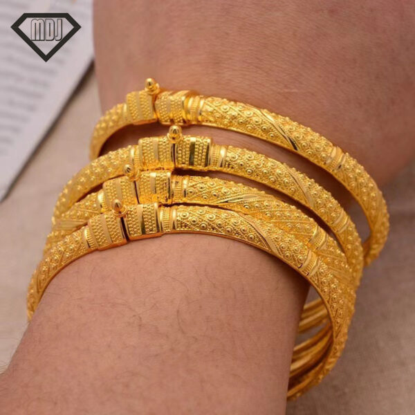 oly-8f4eef712361b9d9d4887e4afc3bb3d8 Wholesale Sand Gold Buckle Opening Gold Bracelet Women's Niche Exquisite Carving Craft Bracelet Live Carving Style