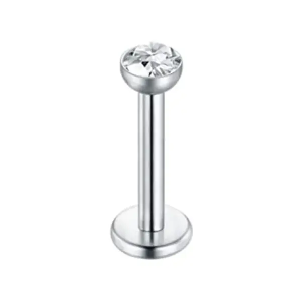 Wholesale Fashion Geometric Heart Shape Stainless Steel Inlaid Zircon Zircon Lip Stud 1 Piece