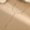 Wholesale PVD Coated Real Gold Plated Pearl 304 Stainless Steel IG Style Elegant Lady Waterproof Non Tarnish 304 Stainless Steel Lobster Trigger Clasp Closure Y-Necklace