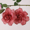 WholesaleImitation Rose Silk Flower Gradient Three-dimensional Mesh Flower Pendant Women's Earrings Valentine's Day Jewelry