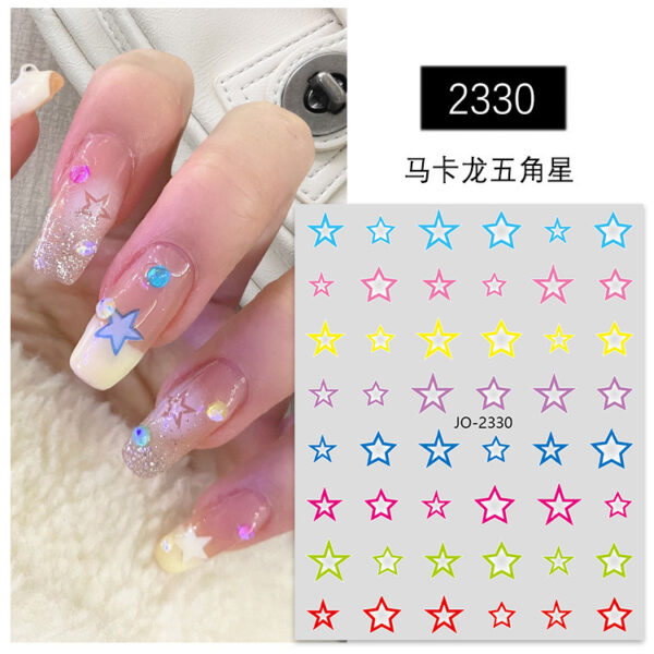 oly-8f628f9daf309b70db238aa837a44bdd Wholesale Net red nail art stickers love five-pointed star small fresh with adhesive Macaron color nail art nail stickers