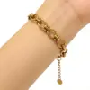 Wholesale Square Electroplated Bracelet For Women In 304 Stainless Steel With Real Gold PVD Coated Handmade Chain