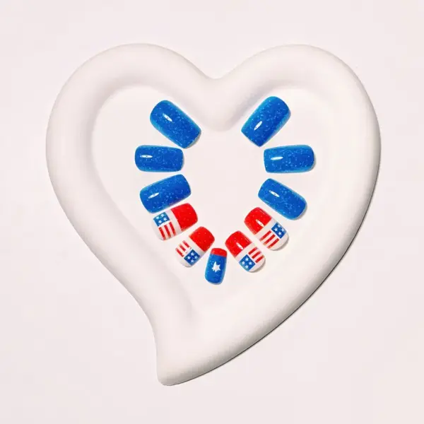 oly-8f743038fcbcf9dd9ee26604fe95c4dd Wholesale Removable Rectangular Nail Stickers American Independence Day Stars And Stripes Design Easy To Wear Plastic Nail Art Decoration