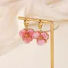 Wholesale Waterproof Non Tarnish Flowers Earrings For Women, 18K Real Gold Plated With Zircon Inlay, PVD Coated 304 Stainless Steel