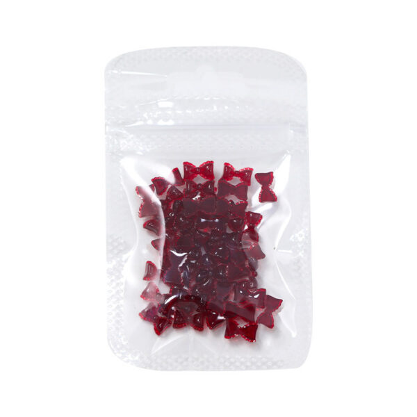 Wholesale Popular Bow Nail Art Jewelry Burgundy Resin Frosted Mini Stereo Streamer Butterfly Bow Tie Nail Decoration