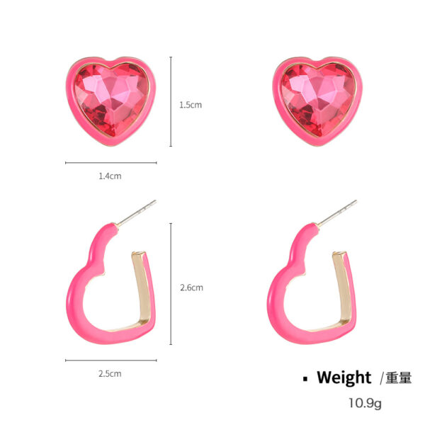 oly-8f8508e5409080de440fe7eec8ef6eb2 Wholesale Kenjie autumn and winter Valentine's Day love peach two-piece earrings Women's fashion semi-precious stone drop oil earrings