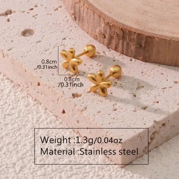 Wholesale 201 Stainless Steel 304 Stainless Steel Plastic Flower Ion Plating (IP) 18K Gold Plated Sweet Waterproof Non Tarnish Plating Gold Ear Studs