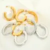 Wholesale 304 Stainless Steel C Shape Oval PVD Coated Real Gold Plated 18K Gold Simple Style Waterproof Non Tarnish Plating Ear Studs