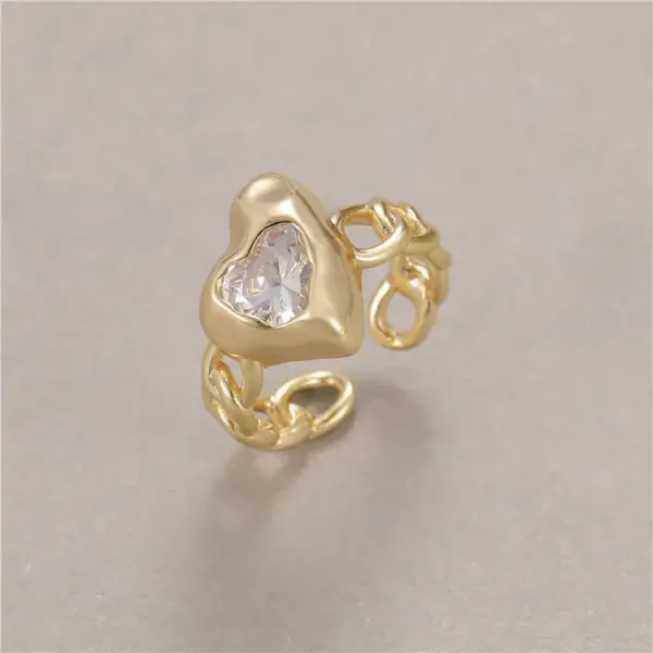 Wholesale Devil's Eye Women's Ring In Copper With Electroplated Gold Plating And Zircon Inlay
