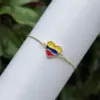 Wholesale Women’s National Flag Bracelet With Bezel Setting, PVD Coated Copper, 18K Real Gold Plated Slider Chain