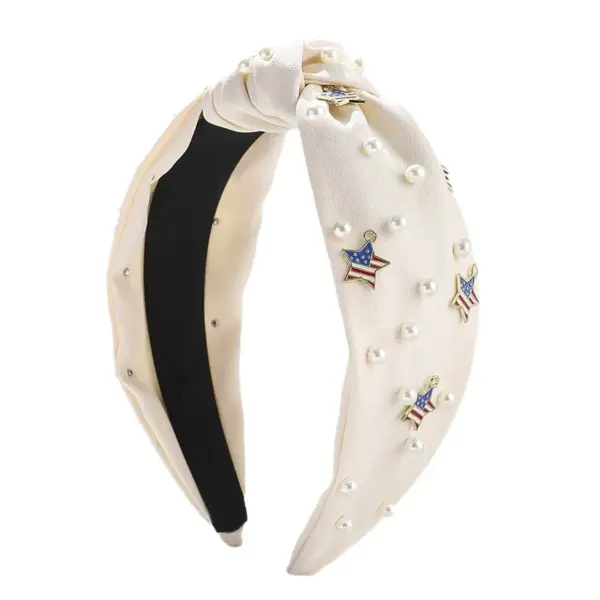 Wholesale Solid Color Pearl Hairband American Flag Women Hair Accessories Durable Minimalist Women Hairband