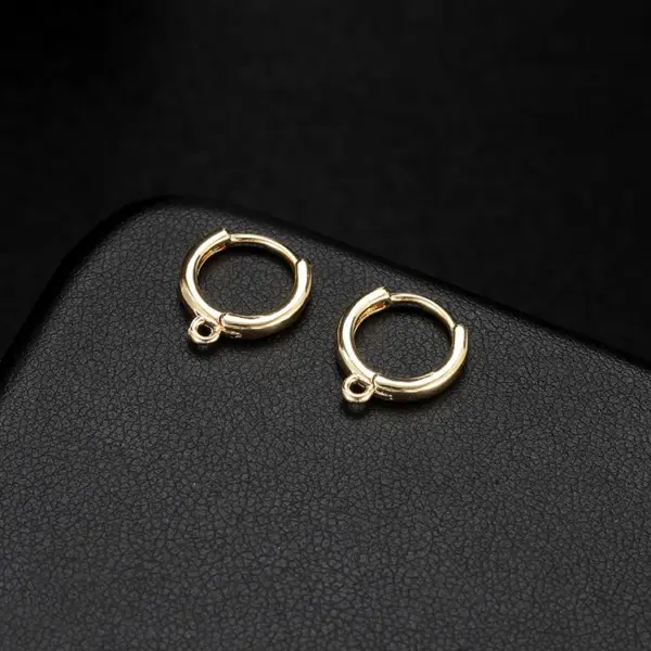 Wholesale Round Hoop Earrings For Women With Copper Posts, Electroplated 14K Real Gold Plated Featuring Zircon Inlay