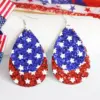 Wholesale Independence Day Earrings July Fourth Flag Day Shiny Pendant Festive Atmosphere Colorful Oversized Drop Earrings For Women