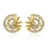 Wholesale Gold-Plated Copper S925 Silver Ear Studs Inlaid With Zircon Geometric Floral 3D Earrings Suitable For Women