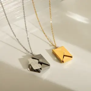 oly-8fd15c35c6db1ad9871d9a5cb46f5d39 Wholesale Jewelry IG Style Simple Style Commute I Love You Envelope 304 Stainless Steel 18K Gold Plated Pendant Necklace