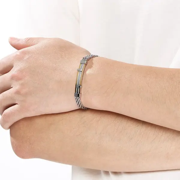 Wholesale Geometric Simple Style Men's Bracelet In 304 Stainless Steel With 18K Real Gold Plated PVD Coating 0.03µm