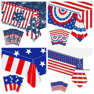 Wholesale Flag American Independence Day Disposable Tablecloth Party Decoration Props Tablecloth Plastic Material Celebration Supplies