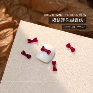 [glossy style] burgundy mini bow tie