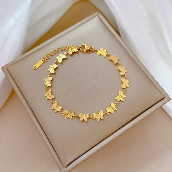 Wholesale PVD Coated Real Gold Plated Butterfly Titanium Steel Simple Style Classic Style Waterproof Non Tarnish Titanium Steel Bracelets