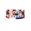 Wholesale Independence Day Stackable Beaded Bracelet Set Red White Blue USA FREEDOM Acrylic Cuff Unisex Style Letter Craft