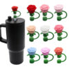 oly-9010f659ba069d19eb42081a69c92459 Wholesale Stereo Silicone 10mm Straw Cap Cross Border Cute Rose Straw Dust-proof Recyclable Straw Cap