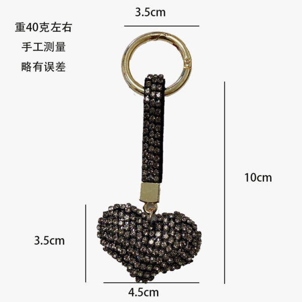 oly-9016a6bef9e35cd42fb9adab3052a953 Wholesale creative high-grade rhinestone heart car keychain Japanese and Korean ladies accessories diamond rope bag pendant