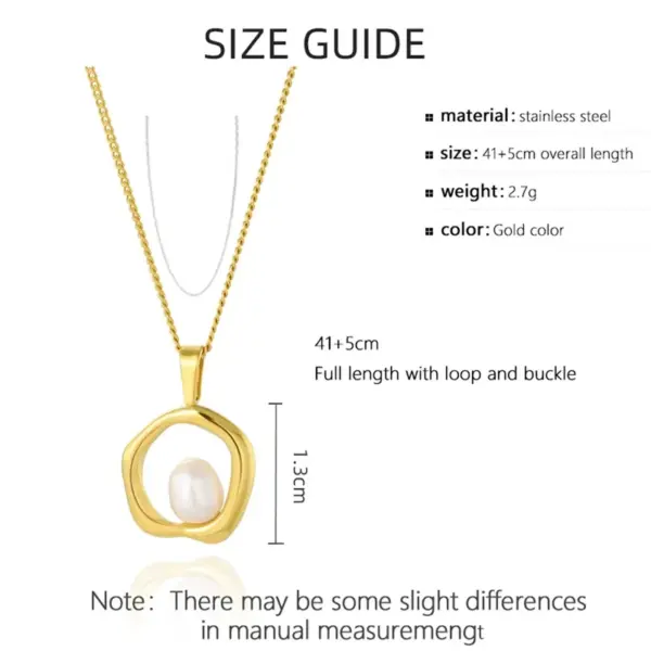 Wholesale PVD Coated Real Gold Plated Round 304 Stainless Steel Freshwater Pearl IG Style Waterproof Non Tarnish 304 Stainless Steel Pendant Necklace