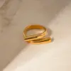 Wholesale PVD Coated Real Gold Plated 18K Gold Irregular Geometric 304 Stainless Steel IG Style Modern Style Classic Style Waterproof Non Tarnish Open Rings