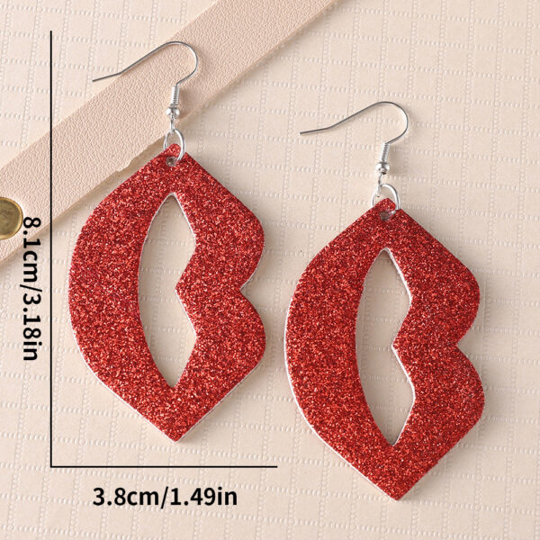 oly-90554542e6334cb87001d993795a3473 Wholesale Valentine's Day Blingbling Sequins Peach Heart Love Sexy Red Lips Earrings Leather Ear Jewelry