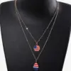 Wholesale Simple American Flag Water Drop Earrings Necklace Jewelry Set Independence Day Alloy Geometric Design Suitable For Women