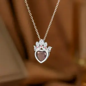【9256】Purple Diamond Crown Necklace【silver】