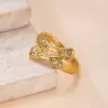 Wholesale Irregular Unisex Titanium Steel Ring For Everyday Wear Featuring Electroplated Gold Plating And Rhinestone Inlay