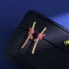Wholesale Women’s Knot Stud Earrings With Claw Setting, 18K Real Gold Plated Brass Featuring Zircon, Water Plating Finish