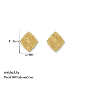 Diamond-shaped Gold Stud Earrings