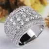Wholesale Geometric Claw Setting Ring For Women In Copper With White K Plated Water Plating And Zircon Inlay