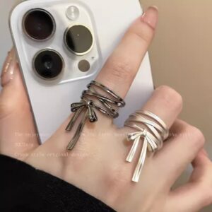 oly-90d4a591728c94bba98cbd2d5663a7e6 Wholesale Ballet style bow ribbon open ring female niche design adjustable diet finger ring unique internet celebrity ring fashion