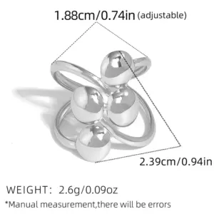 Silver / adjustable / 1 Piece Geometric Ball Open Ring